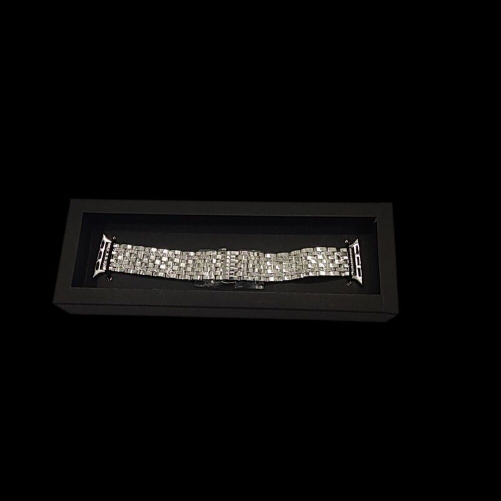 Quince Stainless Steel & Pave Bracelet Smartwatch Band Silver 38-42Mm